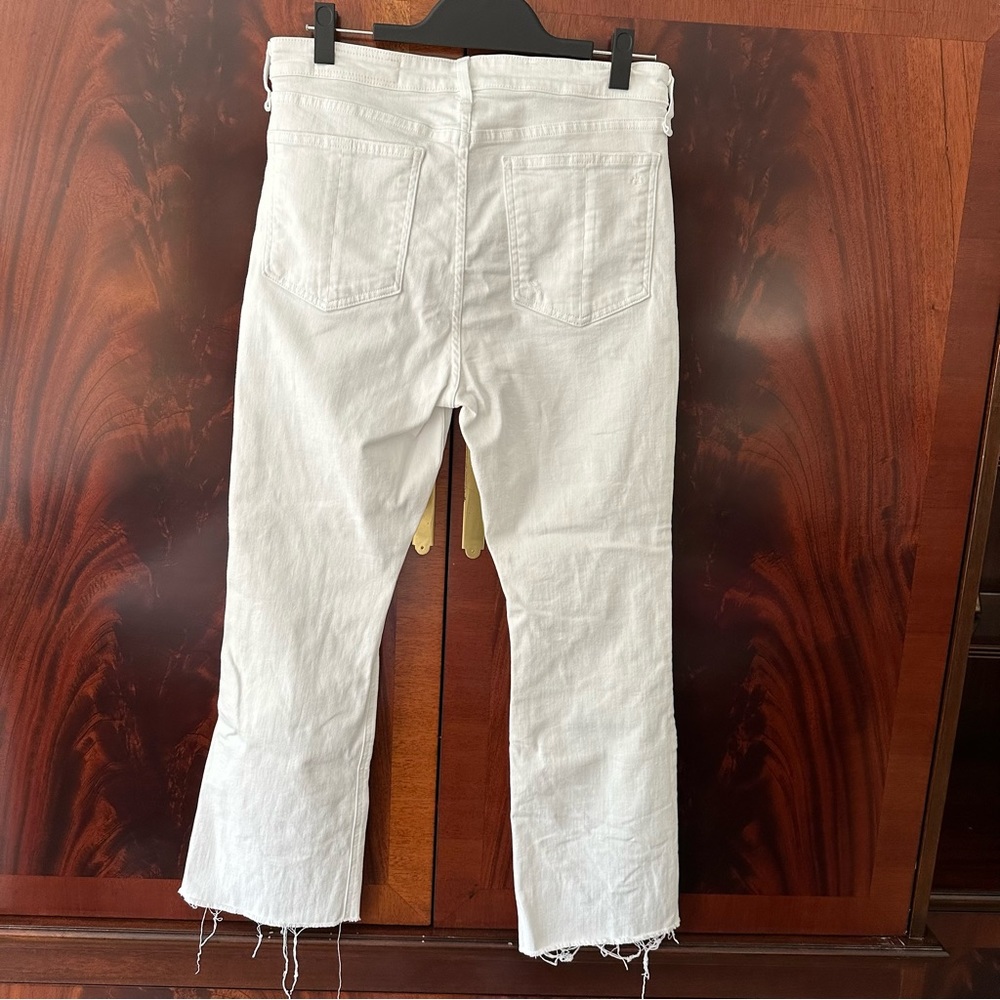 rag & bone Nina High Rise Ankle Flare Jeans White Raw Hem Distressed 30 - Picture 10 of 15